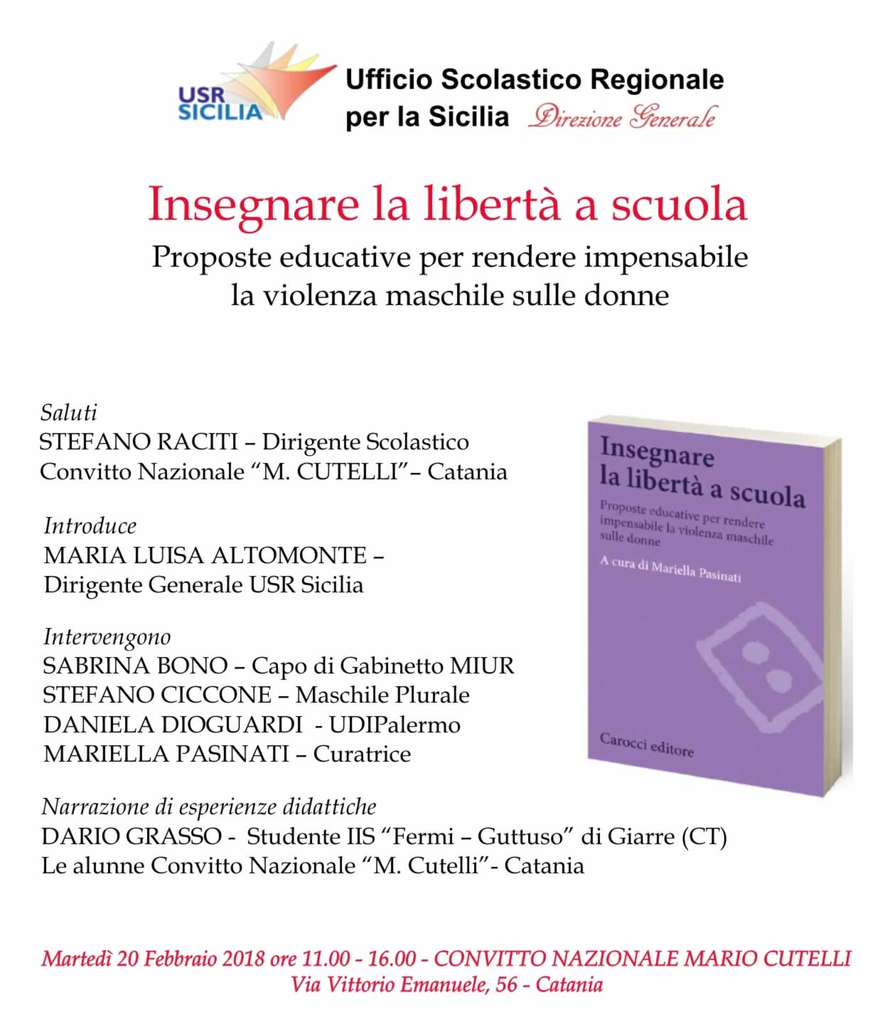 Progetto “Percorsi di Libertà – Come contrastare la violenza maschile sulle donne” – Presentazione libro