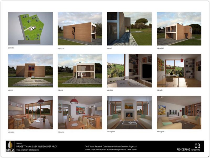 progetta una casa in legno per Arca - tavola di rendering