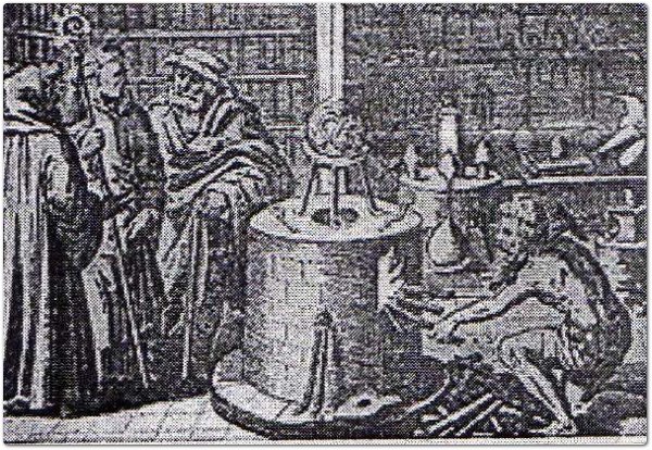 Laboratorio alchemico. Da “The Story of Alchemy and the Beginnings of Chemistry”