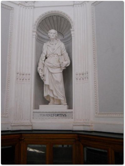 Le statue di Tournefort e di Linneo poste dal lato opposto di quelle di Teofrasto e Dioscoride nella sala ottogonale del Gymnasium. Ad entrambi questi scienziati si devono l'ulteriore perfezionamento degli studi della botanica e del regno vegetale con la definizione della classificazione delle piante per lo studio sistematico delle specie vegetali e delle loro peculiari caratteristiche Le statue di Tournefort e di Linneo poste dal lato opposto di quelle di Teofrasto e Dioscoride nella sala ottogonale del Gymnasium. Ad entrambi questi scienziati si devono l'ulteriore perfezionamento degli studi della botanica e del regno vegetale con la definizione della classificazione delle piante per lo studio sistematico delle specie vegetali e delle loro peculiari caratteristiche