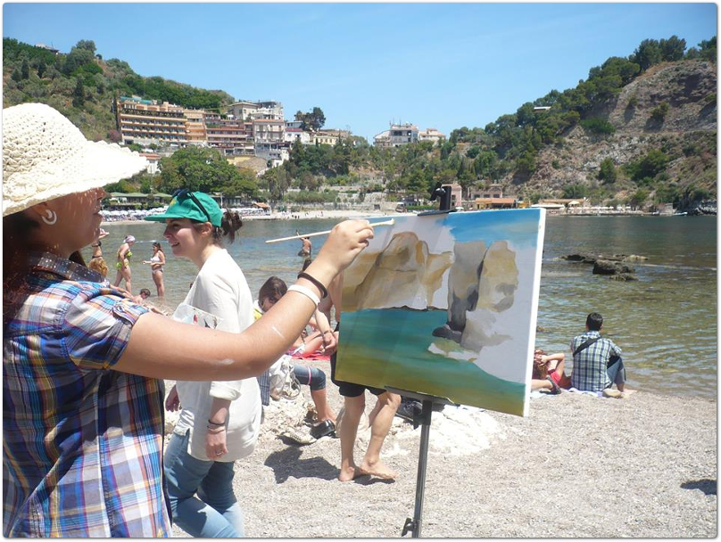Estemporanea di pittura del Liceo Artistico 'Emilio Greco' all’Isola Bella di Taormina