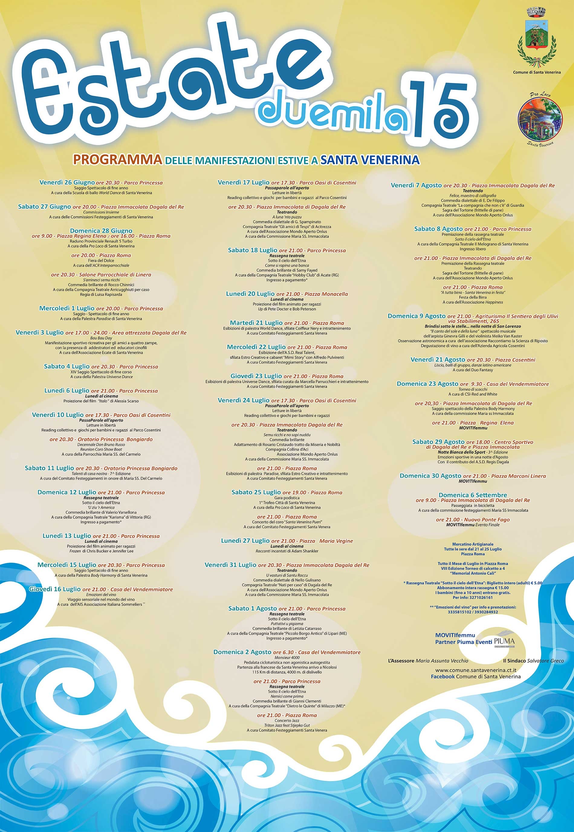 Programma Estate 2015 a Santa Venerina