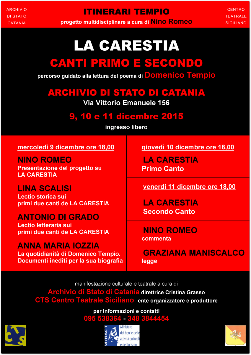 Itinerari Tempio: La Carestia - canto primo e secondo - di Domenico Tempio