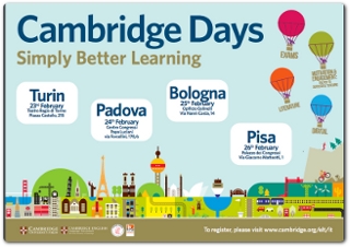 Si chiamano Cambridge Days, le giornate formative per gli insegnanti di inglese: la prima tappa a Torino, 23 febbraio