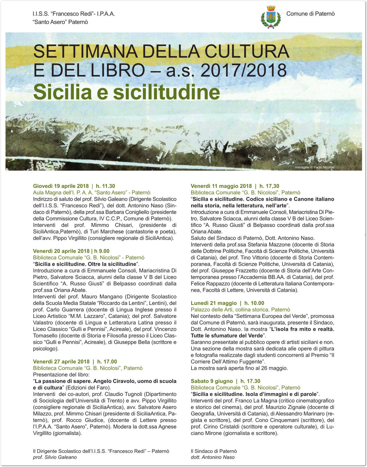 Settimana della cultura e del libro 2018 - Ipaa Paternò