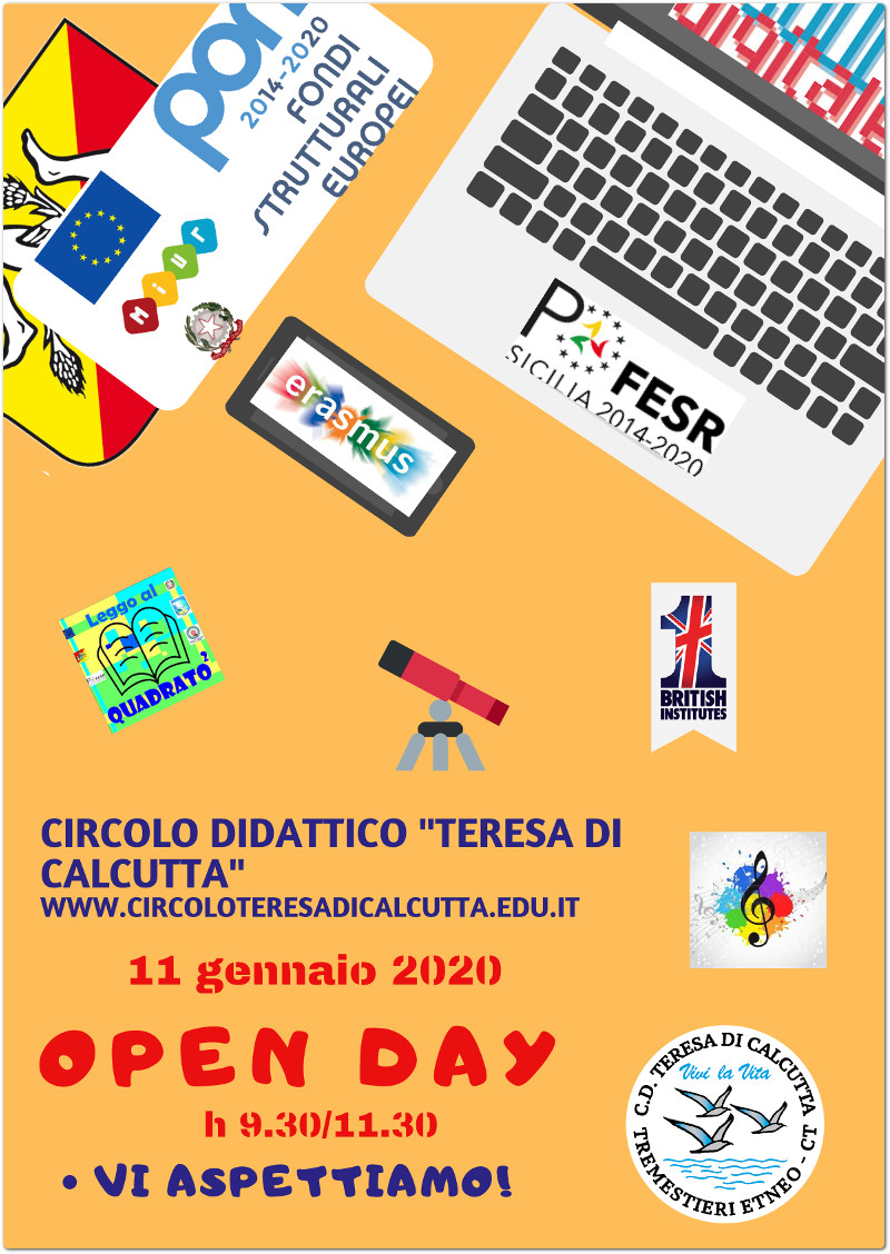 Sabato 11 Gennaio 2020 l’Open Day del Circolo Didattico Teresa di Calcutta di Tremestieri Etneo