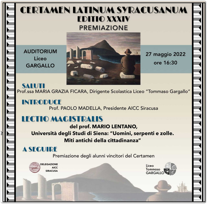 Due menzioni per il Liceo Spedalieri di Catania nel Certamen Syracusanum e Aetnaeum