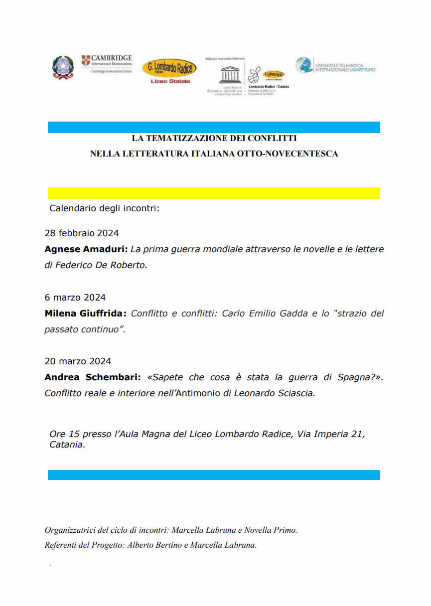 La tematizzazione dei conflitti nella letteratura Italiana Otto-Novecentesca