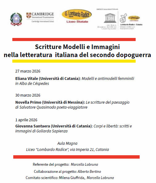 “Scritture, modelli e immagini della letteratura del secondo dopoguerra” seconda conferenza per le tre sedi del liceo Lombardo Radice